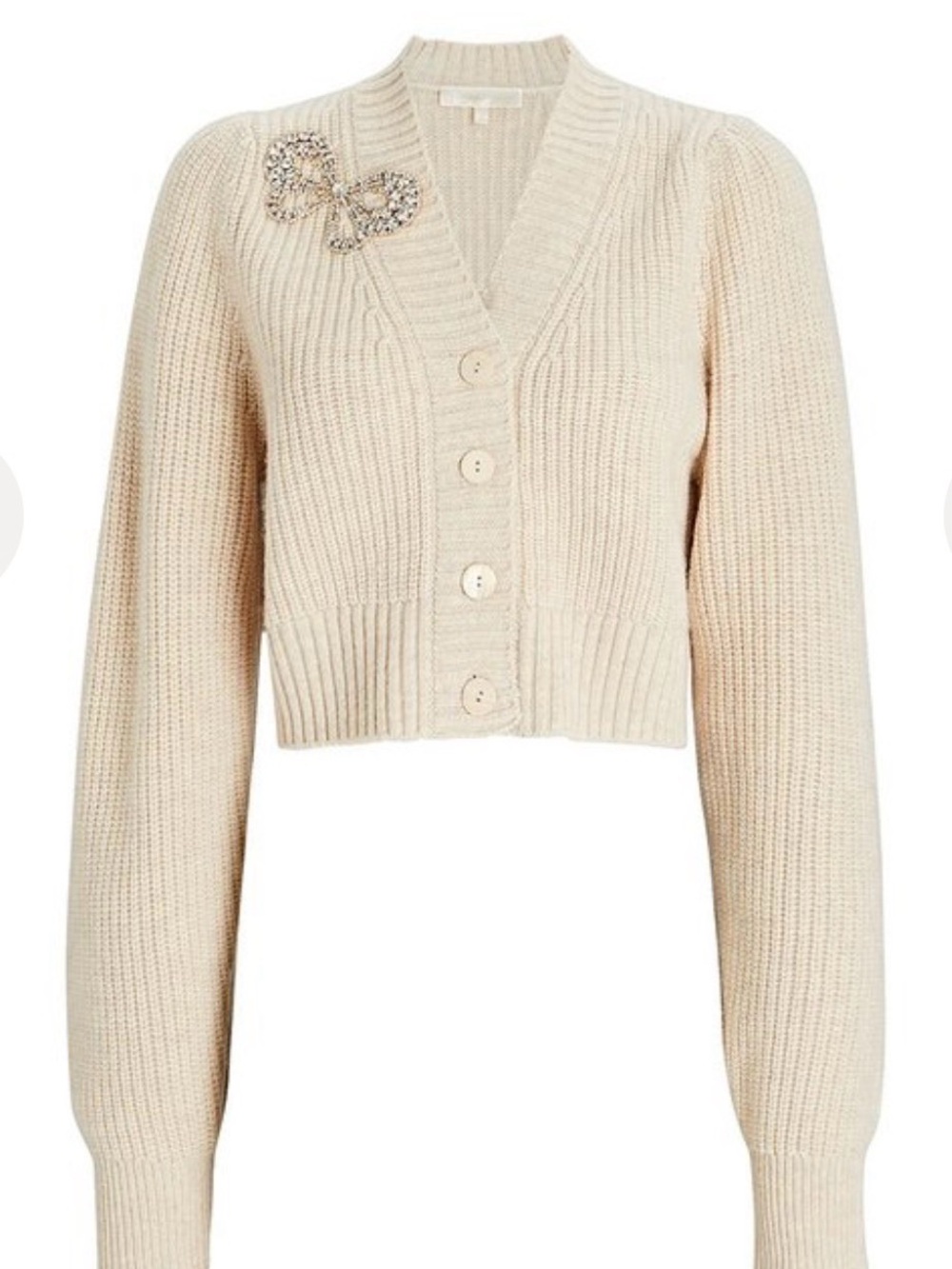 LoveShackFancy Larsa Crop Cardigan -Wheat Sz S